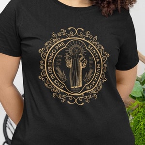 St. Benedict T-Shirt, Medalla San Benito, Catholic Saint Shirt, Catholic T-Shirt, St. Benedict Medal Devotion, St. Benedict Gifts