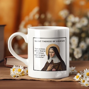 Katholieke mok, koffiekopje St. Theresia van Lisieux, heilige quote cadeau, cadeau voor katholieke moeder Moederdag, traditioneel katholiek cadeau, gebedsmok