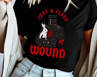Just A Flesh Wound Black Knight Parody T-Shirt, Medieval Comedy Tee