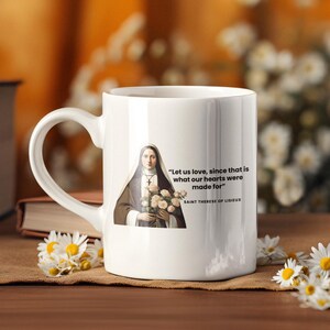 Katholieke mok, koffiekopje St. Theresia van Lisieux, heilige quote cadeau, cadeau voor katholieke moeder Moederdag, traditioneel katholiek cadeau, gebedsmok