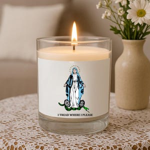 Kaars Heilige Moeder | Maagd Maria sojawaskaars | Katholiek cadeau | Geurkaars | Marian Woondecoratie | Spirituele gebedskaars
