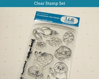 Amazon Animals Clear Stamp Set | 4x6 Photopolymer Stamps, Toucan Capybara Rubber Stamps