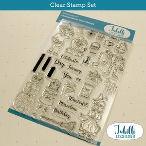 Wizard of Oz Clear Stamp Set 6x8 Photopolymer Stamps, Dorothy Rubber Stamps DIY Wizard of Oz Ephemera image 1