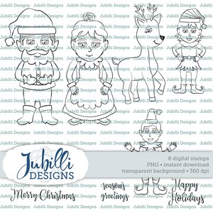 Santa Season Digital Stamp Set, Christmas Digi, PNG Clip Art image 1