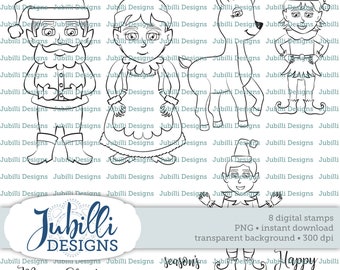 Santa Season Digital Stamp Set, Christmas Digi, PNG Clip Art