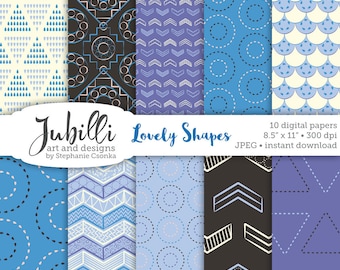Geometric Digital Paper, Letter-sized DIY Printable