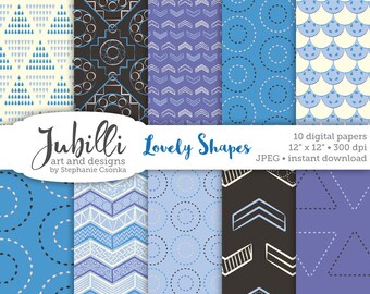 Geometric Digital Paper, 12x12 DIY Printable Scrapbook Paper