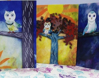 Blank Owl Notecards - Morning Afternoon Evening - Set of 3