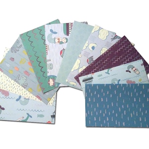 Cartulina estampada de sirena de 4x6 pulgadas para frentes de tarjetas, tarjetas de página de bolsillo