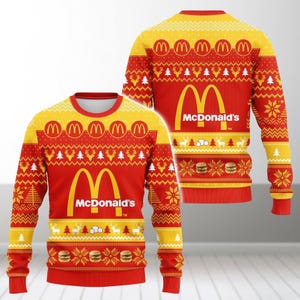 Christmas McDonald&#39;s Ugly Sweater, Mcdonald Christmas Sweater, Mc Donalds Xmas Sweater, Mc Donald Ugly Christmas Sweater For Women Men