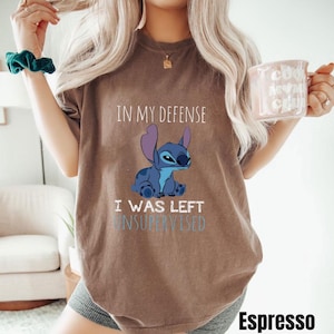 Grappig shirt zonder toezicht, leuke Disney cartoon graphic T-shirt, Lilo and Stitch fan cadeau, humor citaat shirt voor vrouwen, Sassy schattig T-shirt