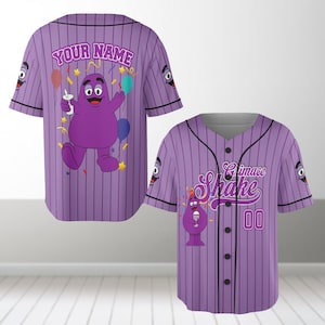 Personalized Grimace Shake Baseball Jersey, Grimace Baseball Shirt, Grimace Birthday Shirt, Grimace Meme Jersey, Grimace Face Shirt