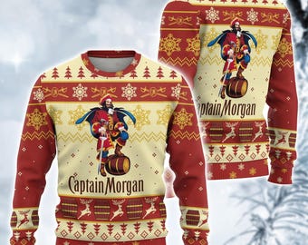 Christmas Captain Morgan Ugly Sweater, Captain Morgan Shirt, Rum Xmas Sweater, Captain Morgan Christmas Sweater, Drinking Lover Gift
