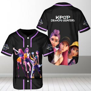 Demon Hunters Huntrix Baseball Jersey, Kpop Anime Baseball Shirt, K-pop Demon Hunter Jersey Shirt, Movie Jersey Shirt For Women Men