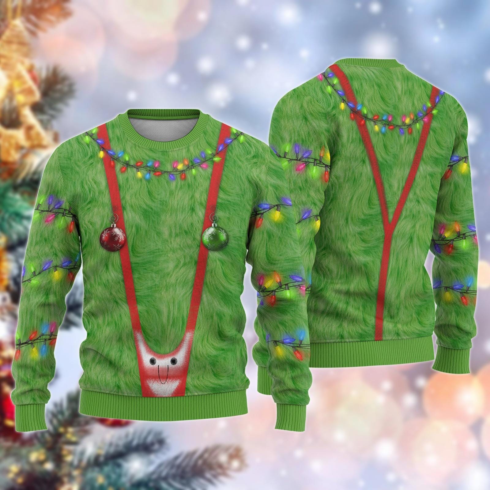 Discover Men With Lights Christmas Ugly Sweater, Green Man Xmas Sweater, Funny Holiday Sweater For Men Women Kid, Humorous Sweater, Xmas Gifts