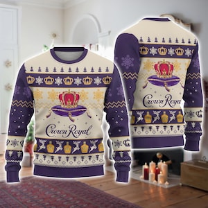 Crown Royal Weihnachtspullover, Kanadischer Whisky Weihnachtspullover, Weihnachtsmuster-Frauenpullover, Trinkmannpullover, Crown Royal Lovers