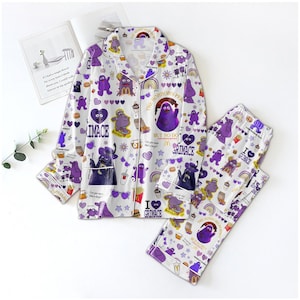 Grimace Shake Pajamas Set, Grimace Mcdonald&#39;s Pajamas Christmas, Monster Purple Shirt, Pjm For Kids Adult, Mcdonald Grimace Lover Gift