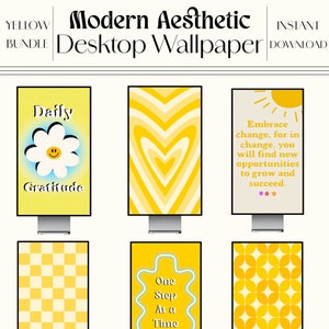 Modern Aesthetic Graphic Yellow Abstract HD Digital Desktop Wallpaper Bundle