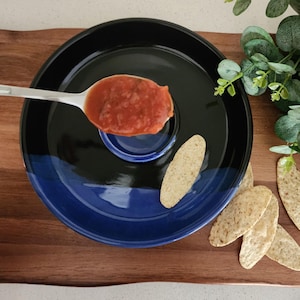 Chip and Dip Dish, 2 piece Set: Black & Cobalt Blue colour