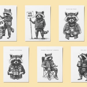 Thrash Raccoons – Geburtstagskinder, Happy Birthday, Metal, Geburtstagskarten, Postkarte, Grußkarten, Geschenk für Metal-Fans, fck nzs, fck afd