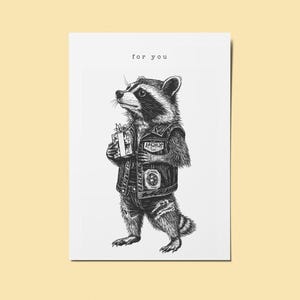 Thrash Waschbär, happy birthday, Geschenk, Postkarte, Grußkarte, Metal, Geburtstag, Metal-Fan Gutschein