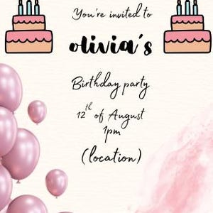 Pinky birthday invitation
