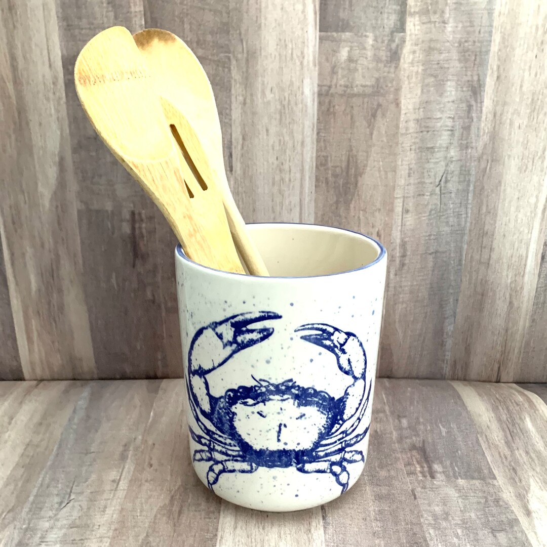 Crab Round Utensil Holder. Crab. Utensil. Round Vase. Kitchen. Etsy