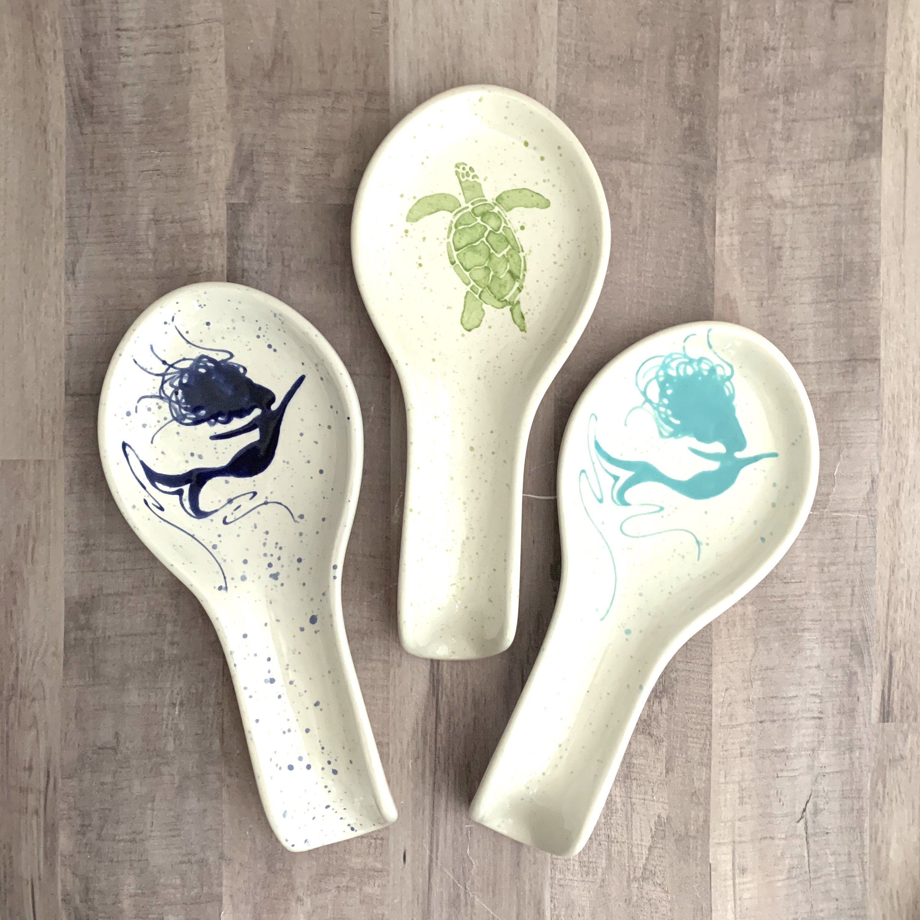 Crab spoon rest brings the beach to your stove top. Handmade by