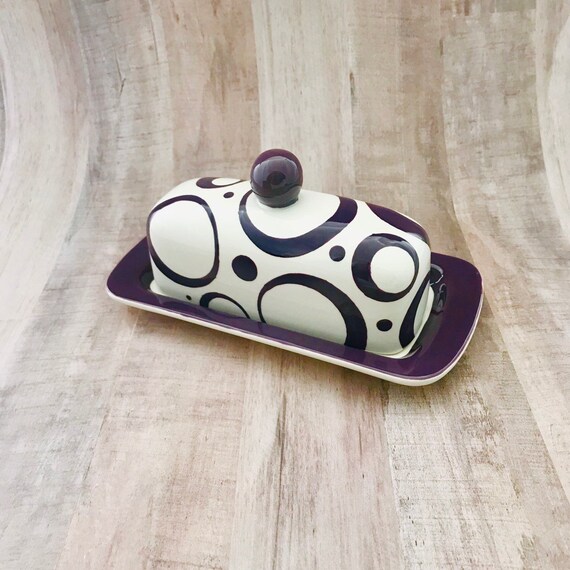 Butter Dish.Purple Knobbed Butter Dish. Circle.Purple. Dot. Etsy