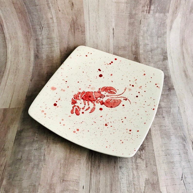 Plate. Salad. Maine. Lobster Dinner Plate. Salad Plate. Red. Etsy