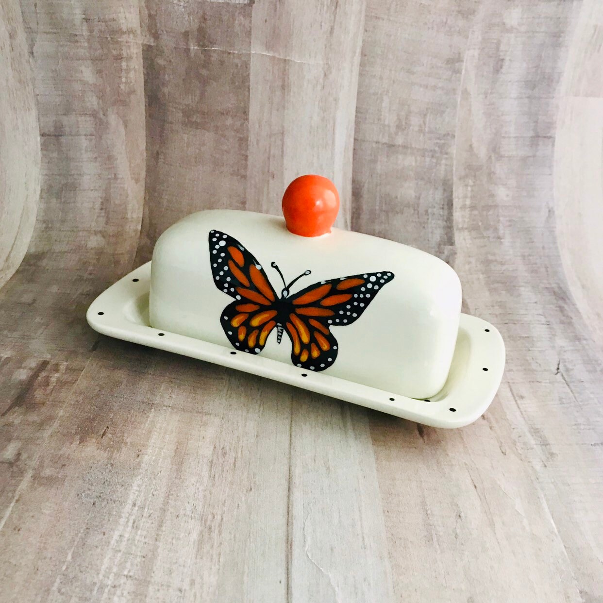 Monarch Butterfly Butter Dish. Butterfly. Butter Dish. Knobbed Etsy