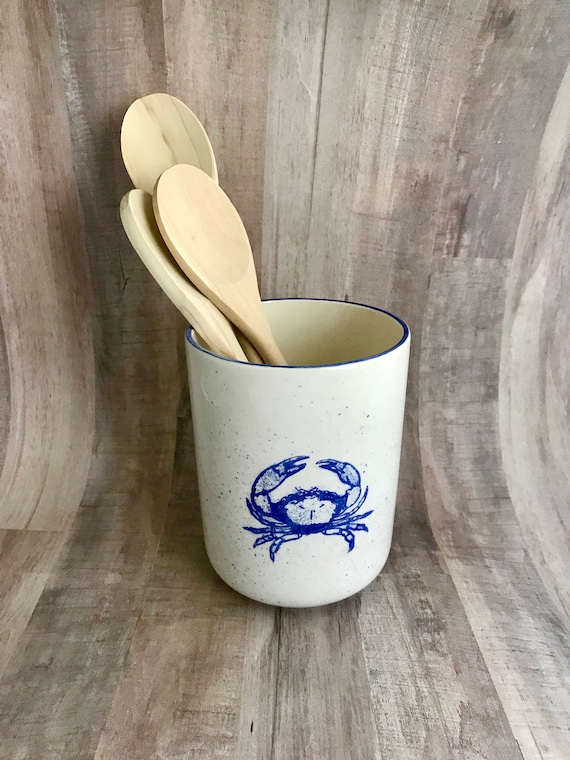 Crab Round Utensil Holder. Crab. Utensil. Round Vase. Kitchen. Etsy