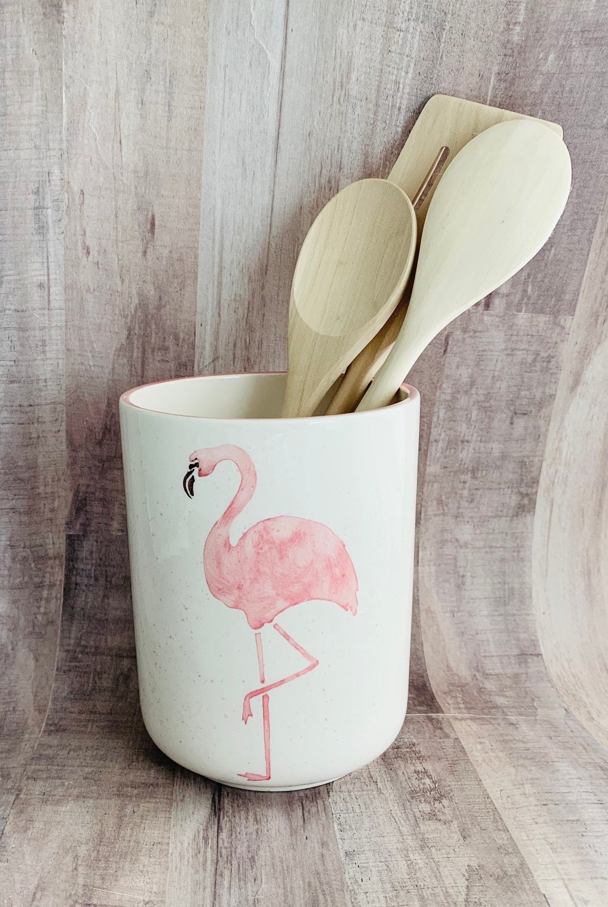Flamingo Round Utensil Holder. Flamingo. Utensil. Round Vase. Etsy