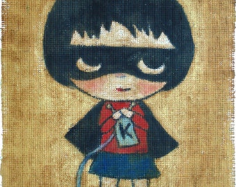 Knitting Girl Hero - print