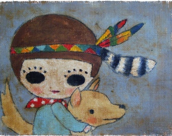 Spirit Boy en zijn hond - print