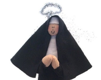 Nun doll Catholic humor religious keepsake  angel "Nun of the Above", the  angelic sister with halo