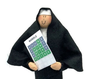 Nun doll sister doll, the Daily habit , word puzzle lover, word fanatic, fun Catholic gift, word challenge fan, avid brain teaser puzzle fan