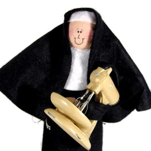 Funny Nun doll, woman baker, baking enthusiast, fun Catholic gift, woman with baking mixer, kitchen decor, Sister Brigitte Bardough image 2