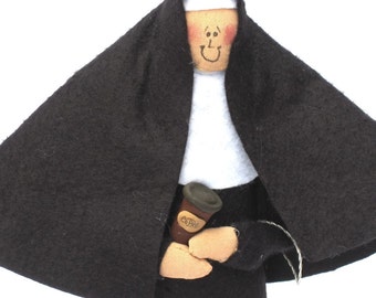 Funny nun doll sister doll the coffee-loving sister with a coffee cup