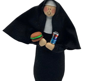 Nun doll religious Catholic humor gift "Sister Wendy McDonald"-the drive-thru queen