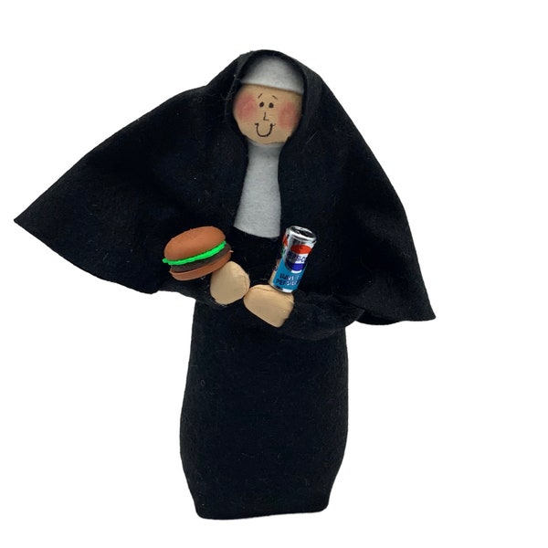 Nun doll religious Catholic humor gift "Sister Wendy McDonald"-the drive-thru queen