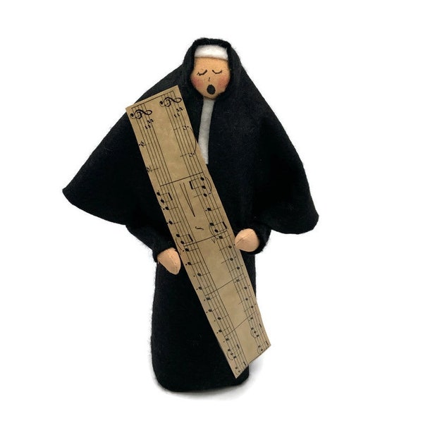 Nun doll singer, choir member, sister who loves songs, fun Catholic gift, Sister Gloria in Excelsis Deo