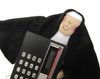 Novelty nun doll, fun accountant gift, number loving math teacher, Unique Catholic gift, fun office decor, Sister Calculata, the accountant