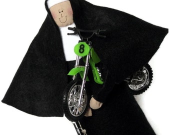 Nun doll, Catholic gift, Sister,  motor cycle enthusiast, Sister Rhoda Harley. funny religious keepsake, woman on wheels