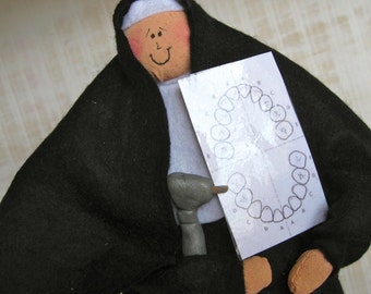 Nun doll religious Catholic humor keepsake gift dentist "Sister Phyllis Driller"