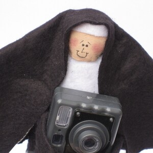 Nun doll photographer, woman with camera, a fun Catholic gift, a sister behind the lens, photograph expert, Sister Filmore image 4