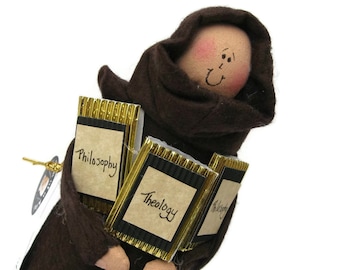 Monk doll, brother doll, Catholic gift, The Deep Friar, philosophical, thinker