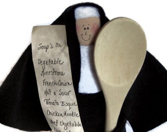Handmade Nun Doll, Mother Souperior, Kitchen Decor Gift