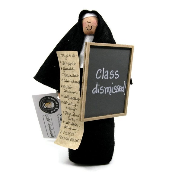 Nun doll retiring teacher Catholic gift  "Sister Superannuata"