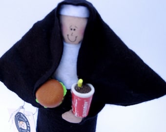 Nun doll religious Catholic humor gift "Sister Wendy McDonald"-the drive-thru queen